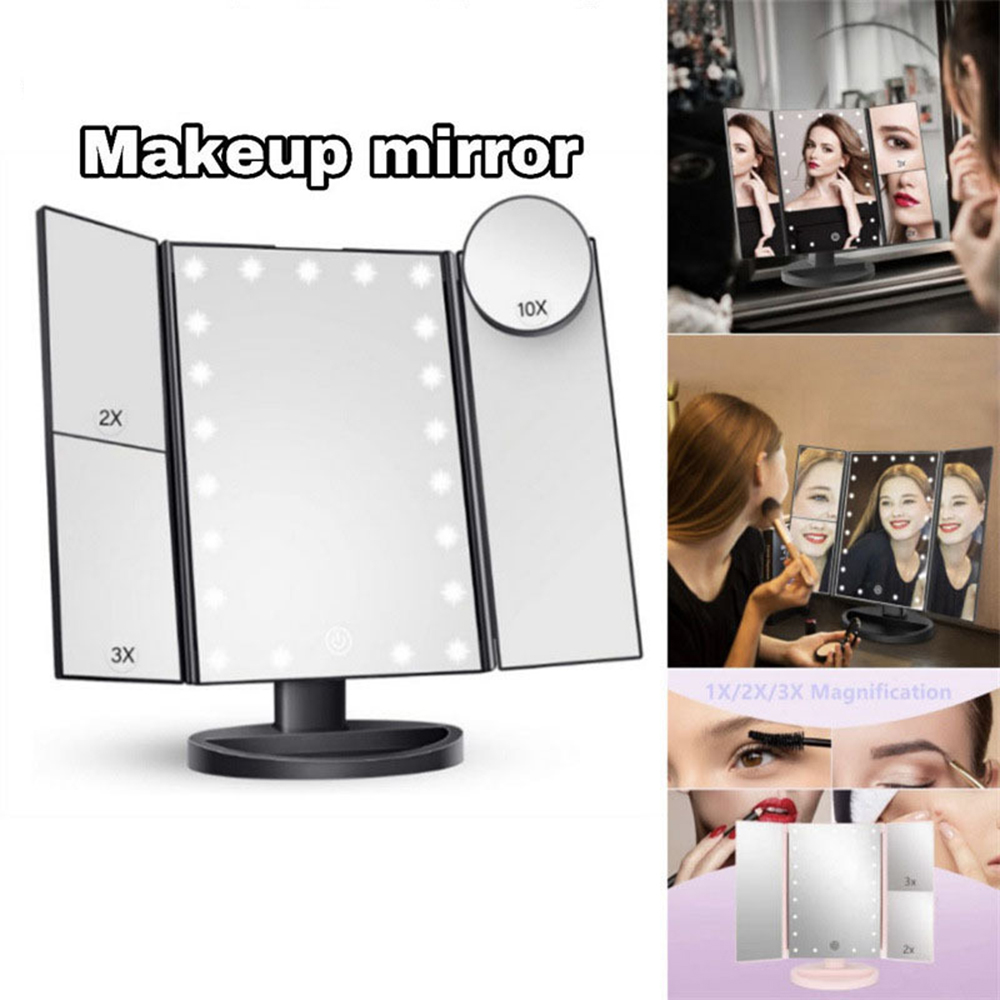 Bathroom Folding Makeup Mirror - Magnifier With Light reseña y precio