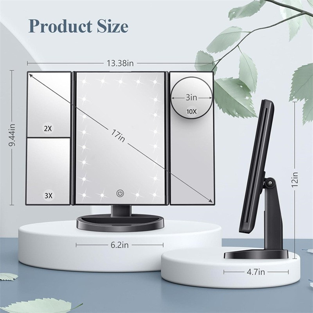 Bathroom Folding Makeup Mirror - Magnifier With Light reseña y precio