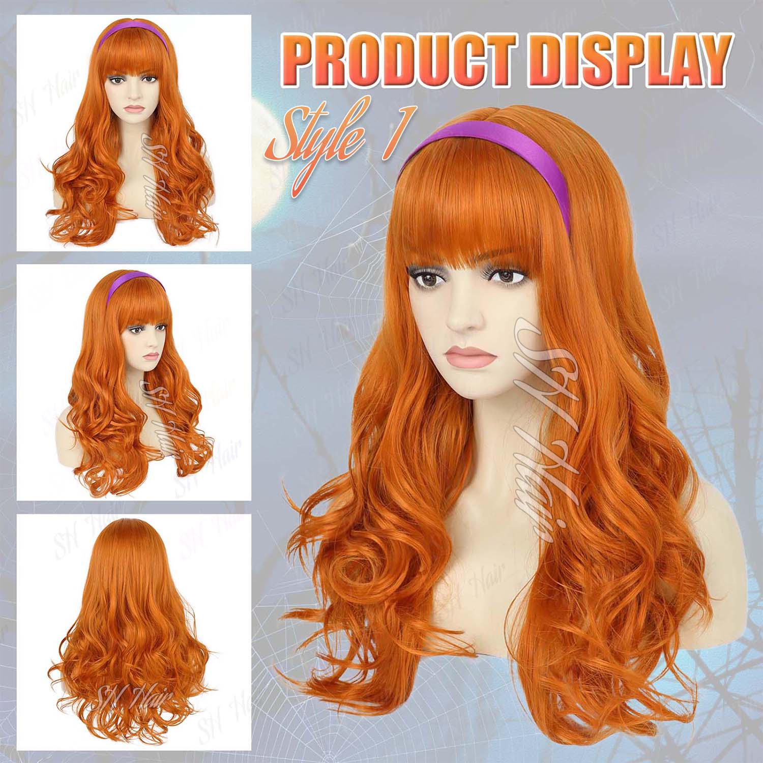 Synthetic Long Curly Orange Wi - Magnifier With Light reseña y precio