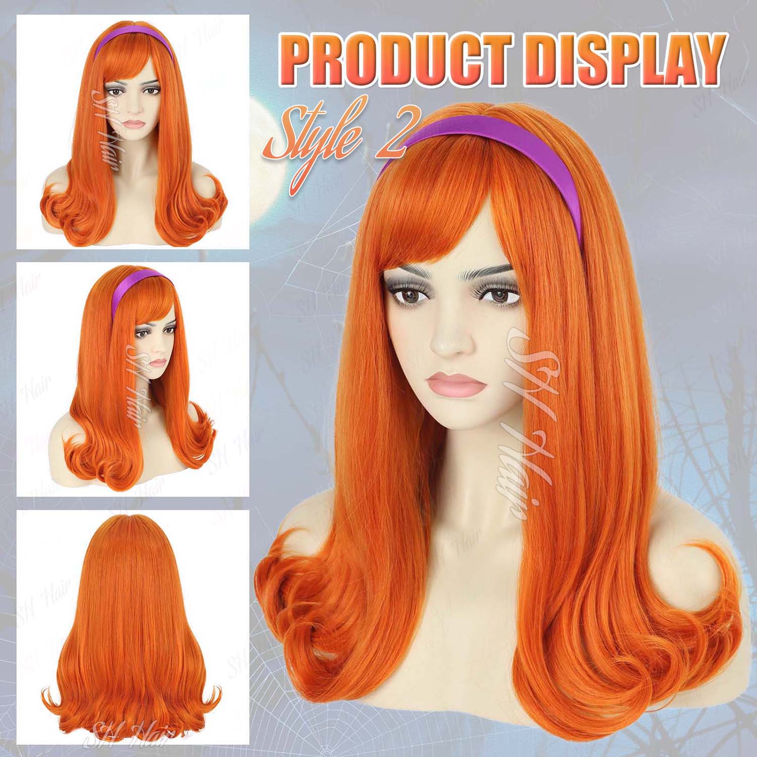 Synthetic Long Curly Orange Wi - Magnifier With Light reseña y precio