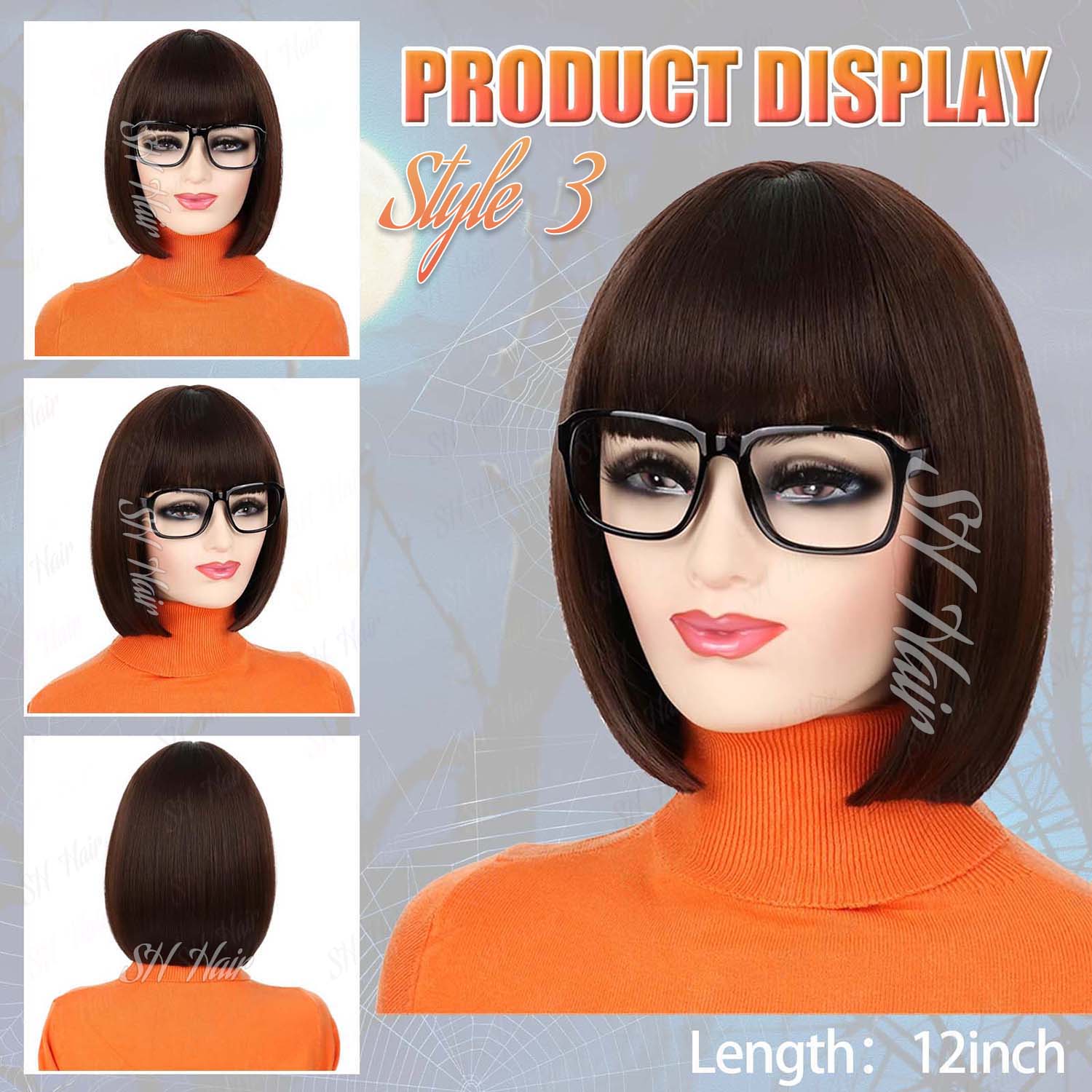 Synthetic Long Curly Orange Wi - Magnifier With Light reseña y precio